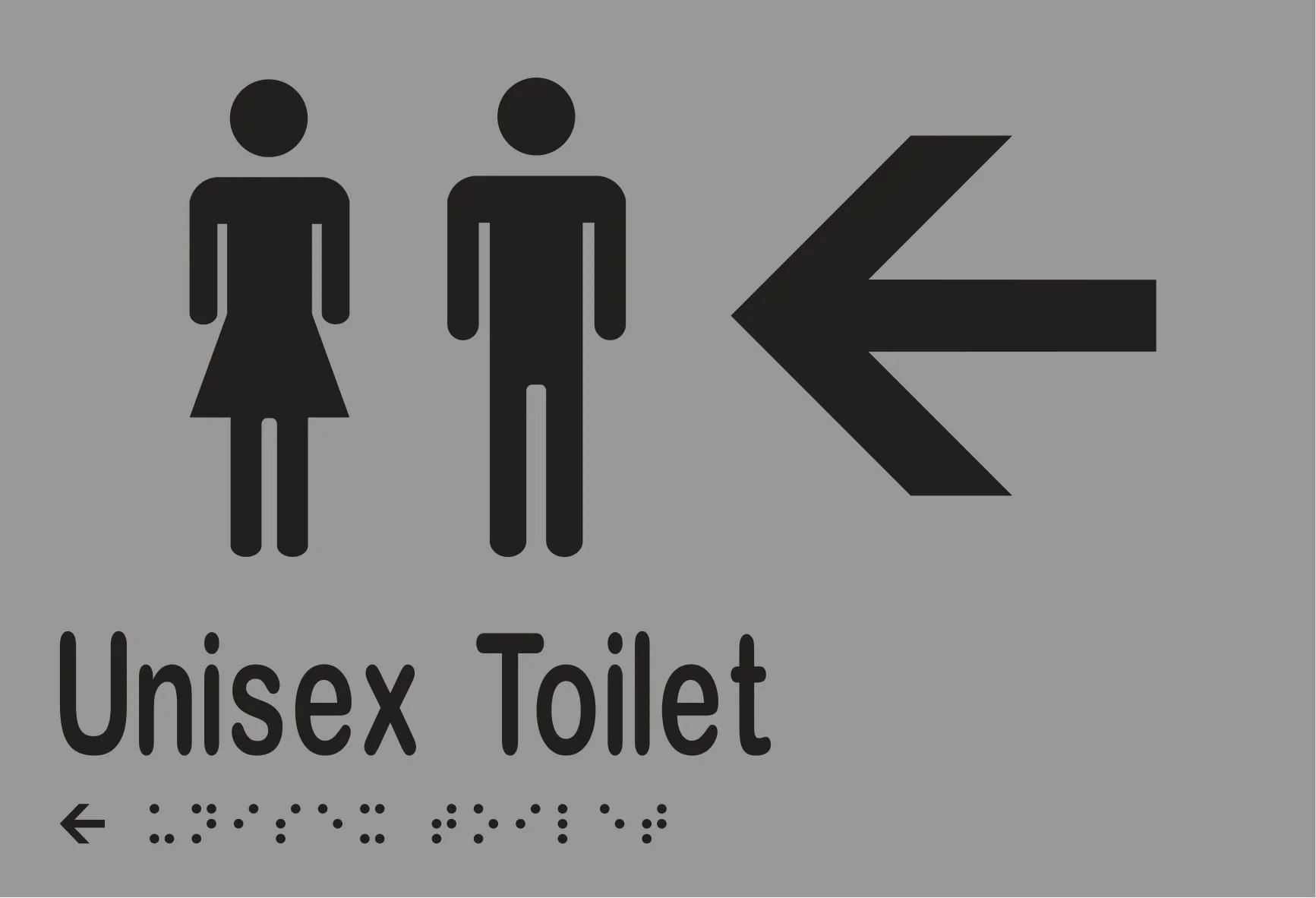 Unisex Toilet & Left Arrow Braille 220mmW x 150mmH - Image 3