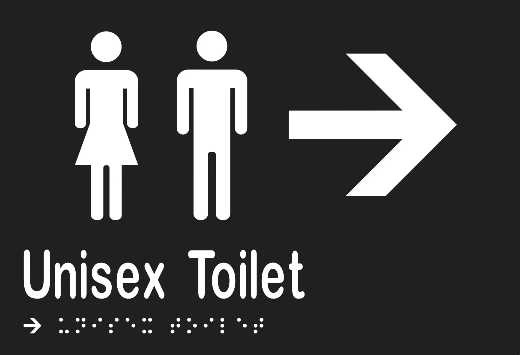 Unisex Toilet & Right Arrow Braille 220mmW x 150mmH - Image 2