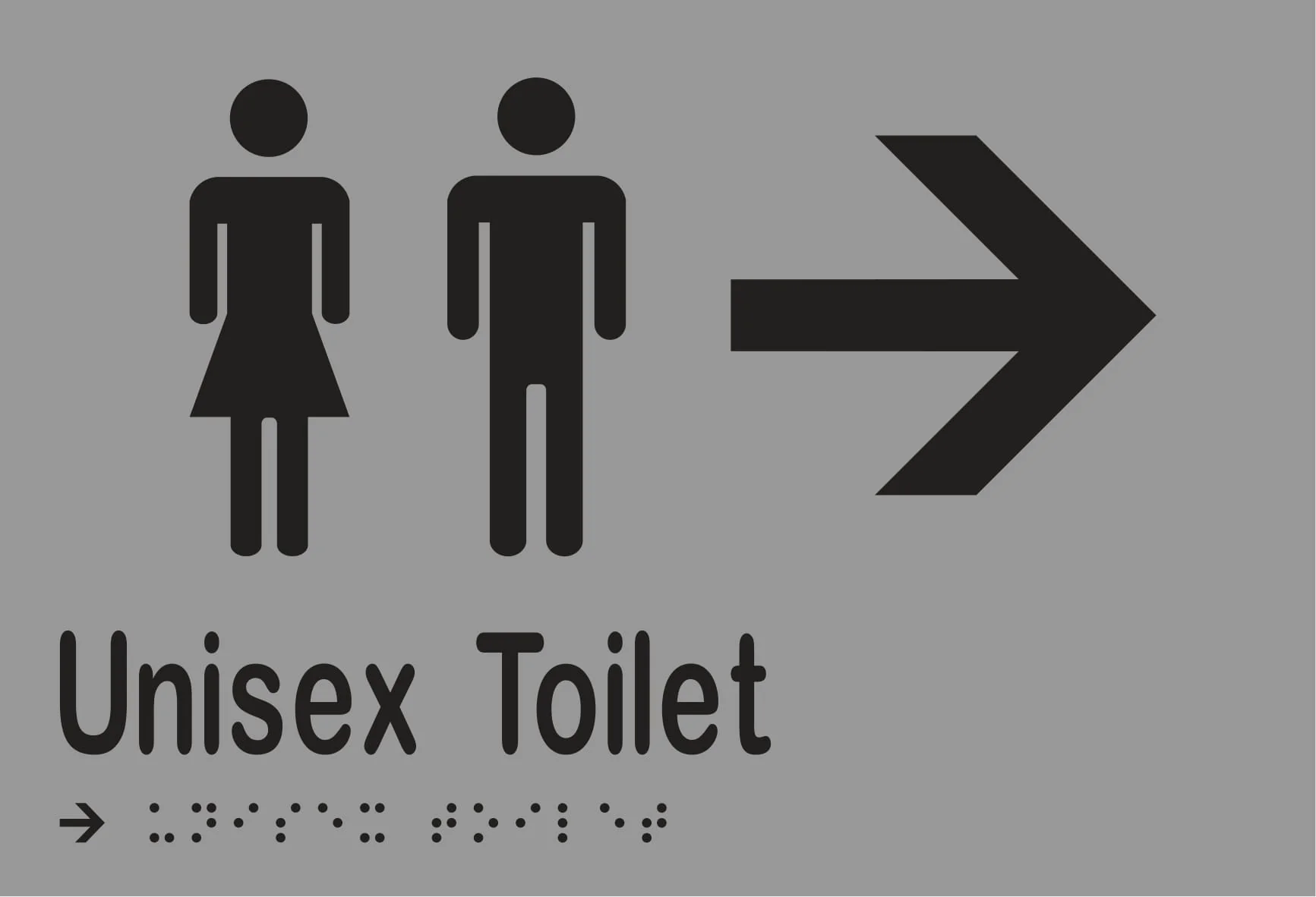 Unisex Toilet & Right Arrow Braille 220mmW x 150mmH - Image 3