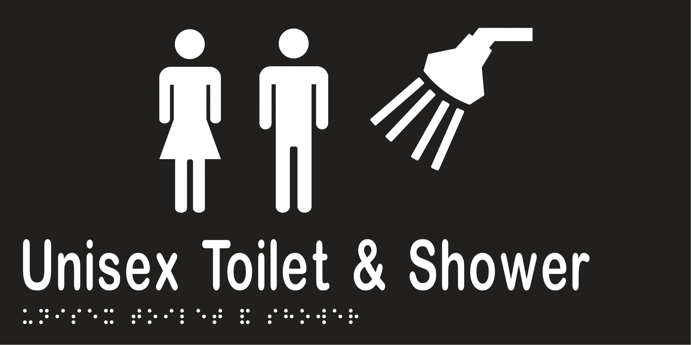 Unisex Toilet & Shower Braille 300mmW x 150mmH - Image 2