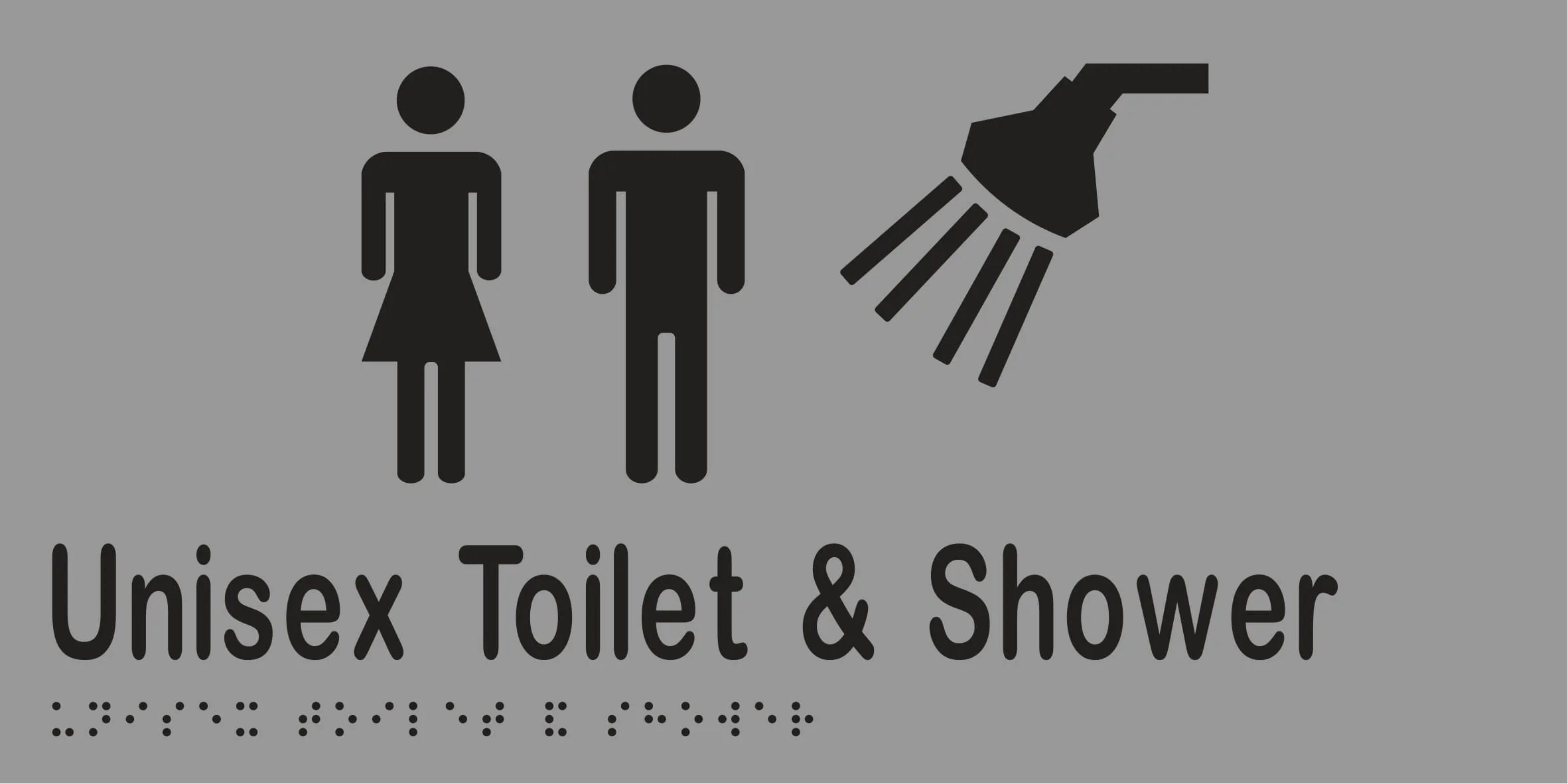 Unisex Toilet & Shower Braille 300mmW x 150mmH - Image 3