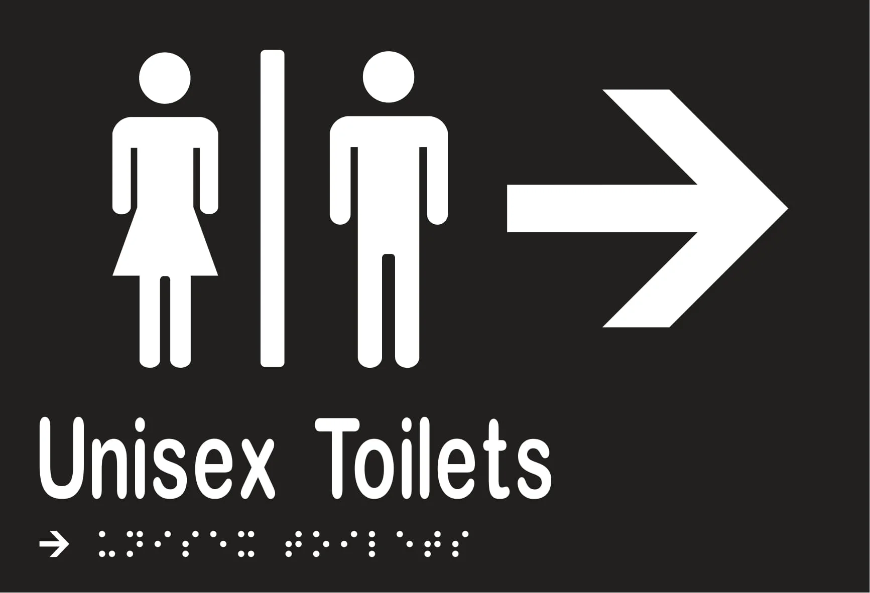Unisex Toilets Divided & Right Arrow Braille 220mmW x 150mmH - Image 2