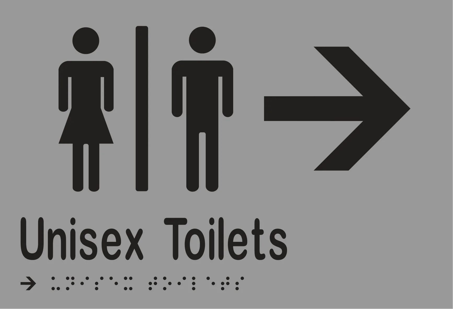 Unisex Toilets Divided & Right Arrow Braille 220mmW x 150mmH - Image 3