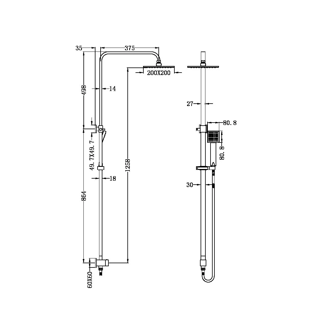 Vibe Square Shower Set Bottom Inlet - Image 2