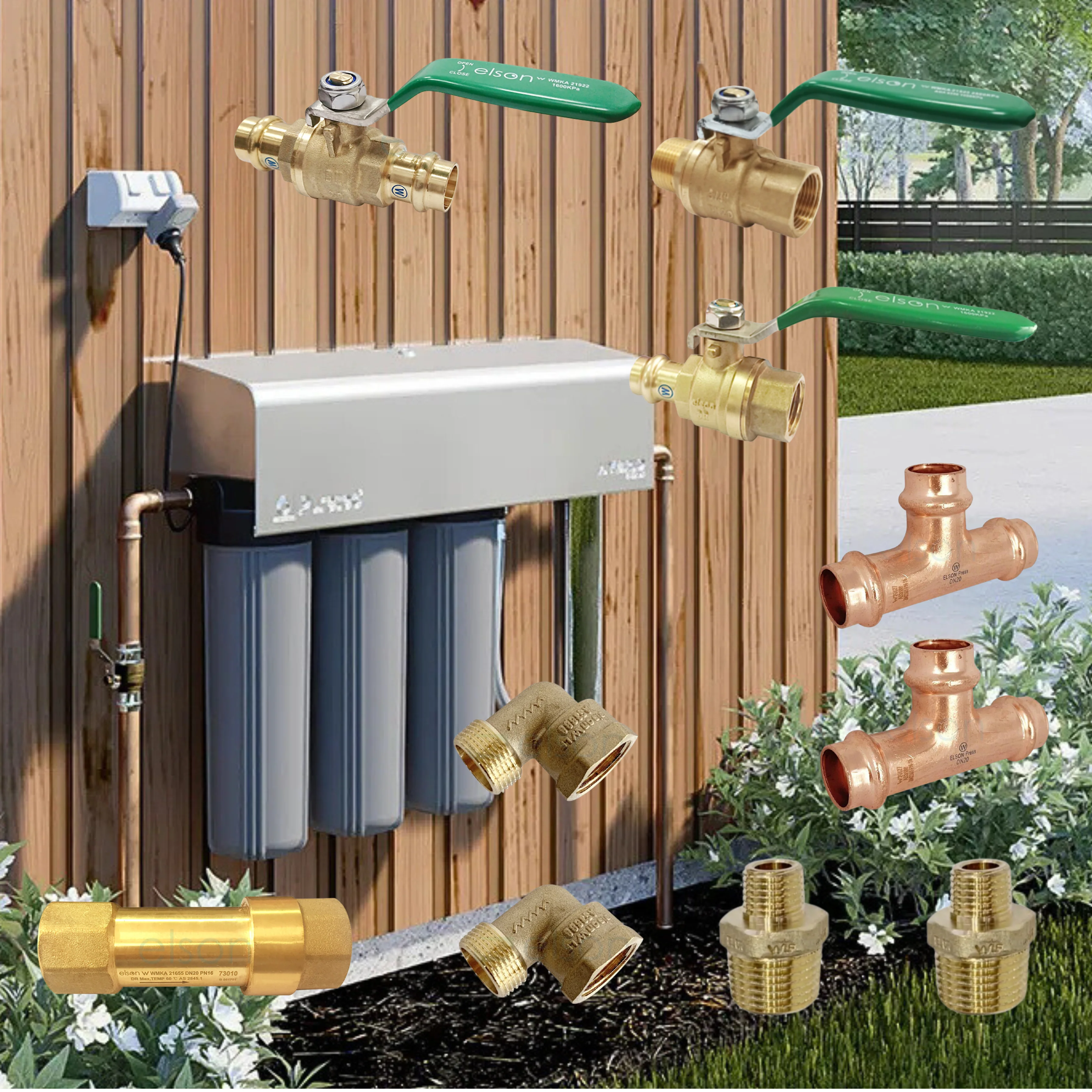 Water Filtration Installation Kit — Lead Free DR Brass & Press Fittings, Whole House Filter Fitoff - Image 2