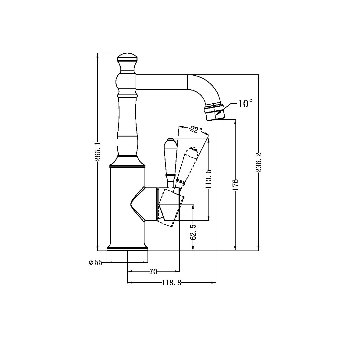 York Basin Mixer With Metal Lever - Image 10