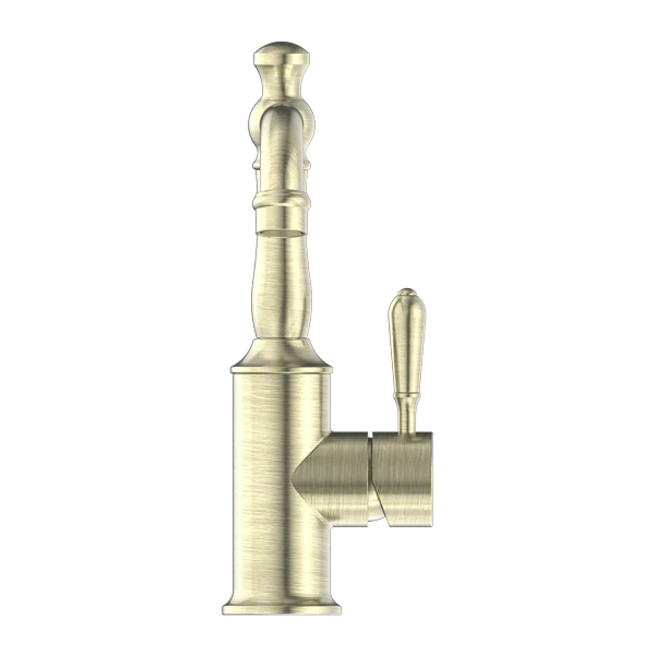 York Basin Mixer With Metal Lever Aged Brass - Image 2