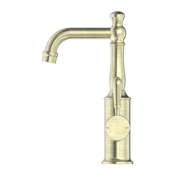 York Basin Mixer With Metal Lever Aged Brass - Image 3