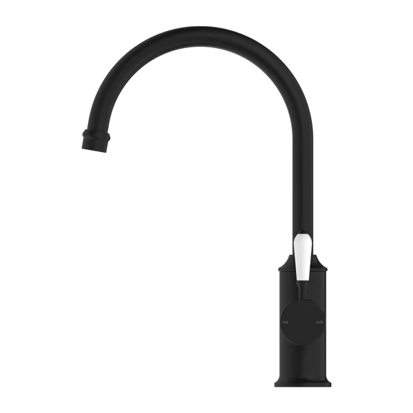 York Kitchen Mixer Gooseneck With White Porcelain Lever - Image 3