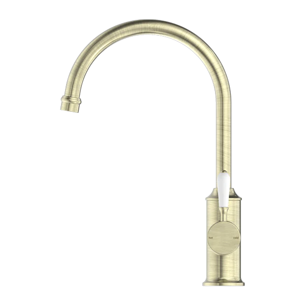 York Kitchen Mixer Gooseneck With White Porcelain Lever - Image 4
