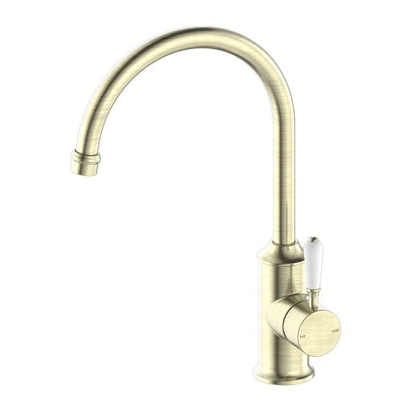 York Kitchen Mixer Gooseneck With White Porcelain Lever - Image 6