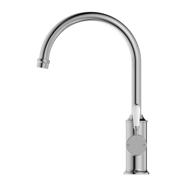 York Kitchen Mixer Gooseneck With White Porcelain Lever - Image 7