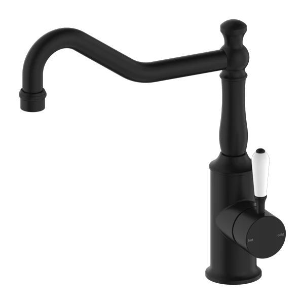 York Kitchen Mixer Hook Spout With White Porcelain Lever - Image 6