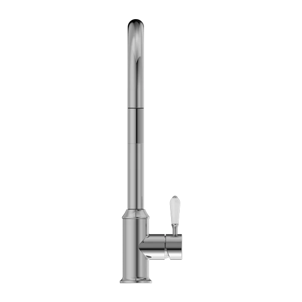 York Pull Out Sink Mixer With Veggie Spray Function With White Porcelain Lever - Image 8