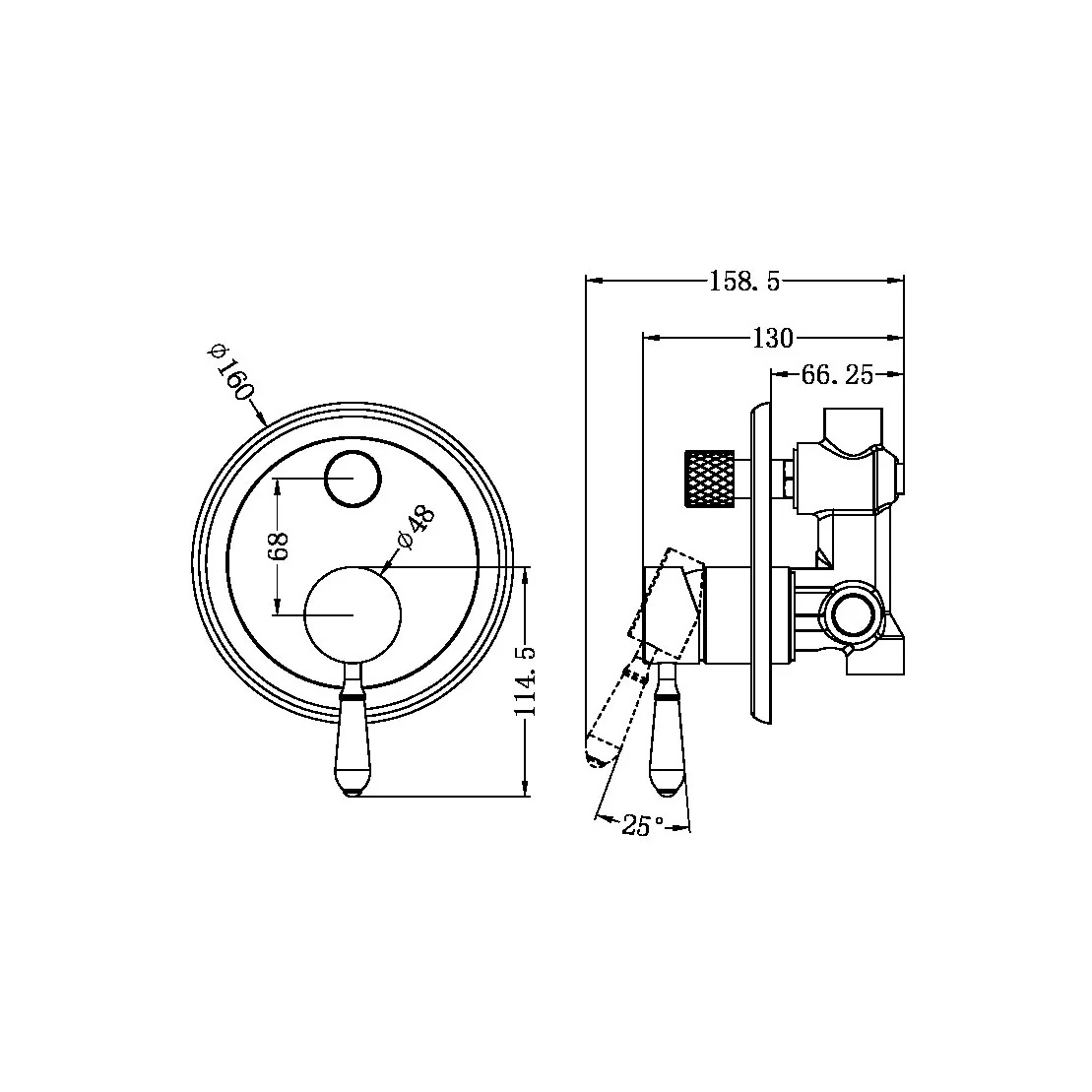 York Shower Mixer With Divertor With Porcelain Lever - Image 13