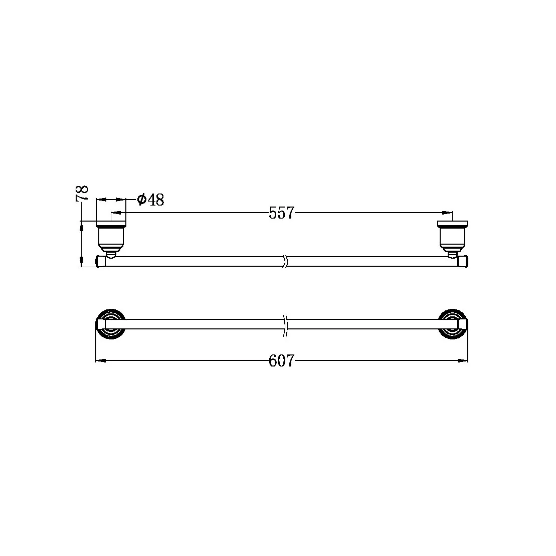 York Single Towel Rail 600mm - Image 10